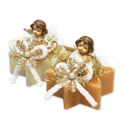 Sheep milk star soap 80g decorated with an angel, Classic/swiss pine 