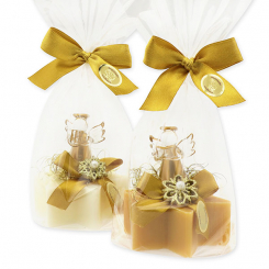 Sheep milk soap star 80g decorated with an angel in a cellophane, Classic/swiss pine 