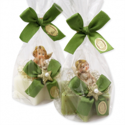 Sheep milk star soap 80g decorated with an angel in a cellophane, Classic/verbena 