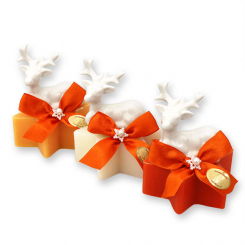 Sheep milk star soap 80g decorated with a deer, sorted 