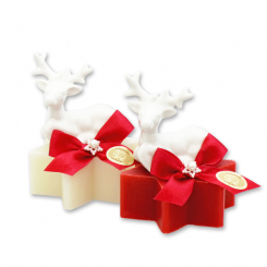 Sheep milk star soap 80g decorated with a deer, Classic/pomegrante 