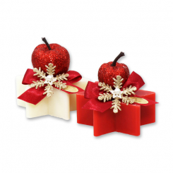 Schafmilchseife Stern 80g dekoriert mit Glitzerapfel, Classic/Granatapfel 