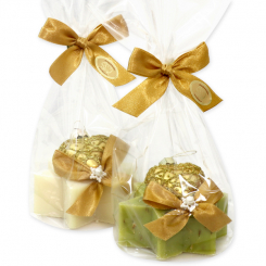 Sheep milk soap star 80g decorated with a heart in a cellophane, Classic/verbena 