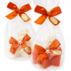 Sheep milk soap star 80g decorated with a soap angel 20g in a cellophane, Classic/blood orange 