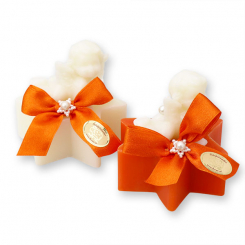 Sheep milk soap star 80g decorated with a soap angel 20g, Classic/blood orange 