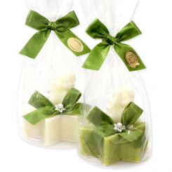 Sheep milk soap star 80g decorated with a soap angel 20g in a cellophane, Classic/verbena 