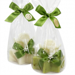 Sheep milk soap star 80g decorated with a soap angel 25g in a cellophane, Classic/verbena 