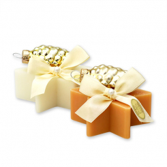 Schafmilchseife Stern 80g dekoriert mit Zapfen, Classic/Zirbe 