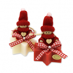 Sheep milk star soap 80g decorated with a gnome, Classic/pomegranate 