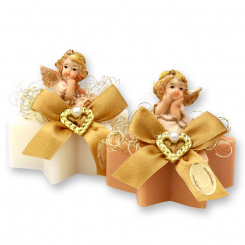 Sheep milk star soap 80g decorated with an angel, Classic/swiss pine 