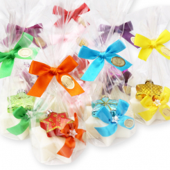 Schafmilchseife Stern 80g dekoriert mit Glasstern in Cello, Classic 