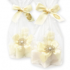 Sheep milk soap star 80g decorated with a soap angel 20g in a cellophane, Classic/christmas rose 