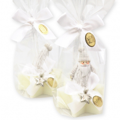 Sheep milk soap star 80g decorated with christmas motives in a Cellophane, Classic 