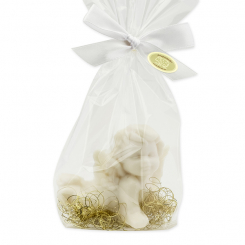 Sheep milk soap angel 20g, with goldhair in a cellophane, Christmas rose 