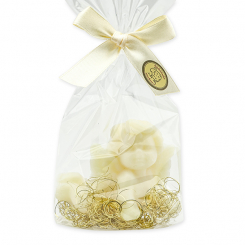 Sheep milk soap angel lying 50g, with gold hair in a cellophane, Classic 