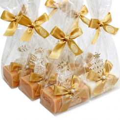 Sheep milk soap 100g decorated with glass figures in a cellophane, Classic/quince 