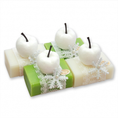 Schafmilchseife eckig 100g dekoriert mit Glitzerapfel, Classic/Apfel 