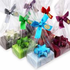 Sheep milk soap 100g, decorated with a glass christmas star in a cellophane, sorted 