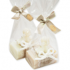 Sheep milk soap 100g decorated with a soap angel 20g in a cellophane, Classic/almond oil 