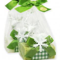 Schafmilchseife eckig 100g dekoriert mit Hirsch in Cello, Classic/Eisenkraut 