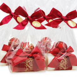 Sheep milk soap 100g decorated with a glass christmas ball in a cellophane, Classic/pomegranate 