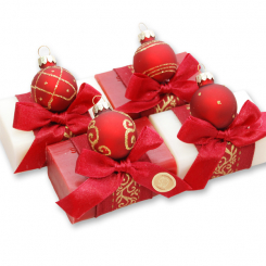 Sheep milk soap 100g decorated with a glass christmas ball, Classic/pomegranate 