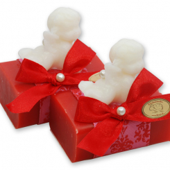 Sheep milk soap 100g decorated with a soap angel 20g, Classic/pomegranate 