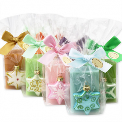 Sheep milk soap 100g decorated with a glass christmas star in a cellophane, sorted 