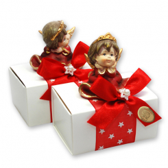 Schafmilchseife eckig 100g in Schachtel dekoriert mit Engel, Classic/Granatapfel 