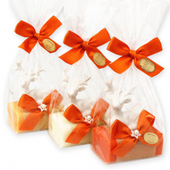 Sheep milk soap 100g decorated with a deer in a cellophane, sorted 