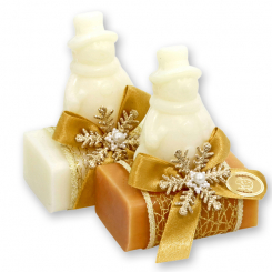 Sheep milk soap 100g decorated with a soap snowman 40g, Classic/quince 
