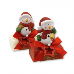 Sheep milk soap 100g decorated with a snowman, Classic/pomegranate 