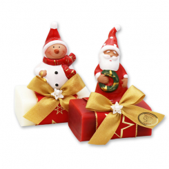 Schafmilchseife eckig 100g dekoriert mit weihnachtliche Figuren, Classic/Granatapfel 