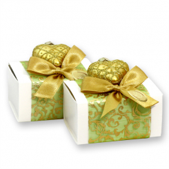 Schafmilchseife eckig 100g verpackt in Schachtel dekoriert mit Herz, Classic/Eisenkraut 