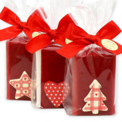 Sheep milk soap 100g decorated with christmas decorations in a cellophane, Classic/pomegranate 