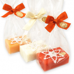 Sheep milk soap 100g decorated with a star in a cellophane, sorted 