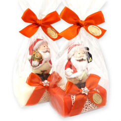 Sheep milk soap 100g decorated with santa in a cellophane, Classic/blood orange 