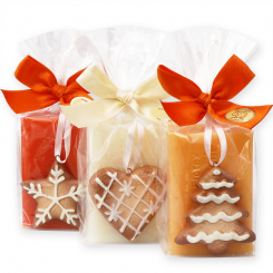 Sheep milk soap 100g decorated with gingerbread in a cellophane, sorted 