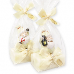 Schafmilchseife eckig 100g dekoriert mit Weihnachtsmann in Cello, Classic 