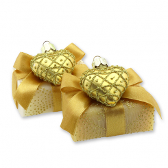 Sheep milk soap 100g decorated with a glass heart, Classic/swiss pine 