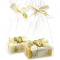 Sheep milk soap 100g decorated with a heart in a cellophane, Classic/swiss pine 