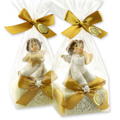 Sheep milk soap 100g deocrated with an angel in a cellophane, Classic/swiss pine 