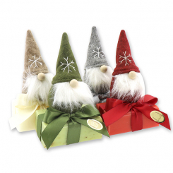 Schafmilchseife eckig 100g dekoriert mit Wichtel, sortiert 