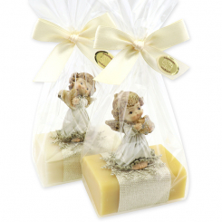 Sheep milk soap 100g deocrated with an angel in a cellophane, Classic/swiss pine 