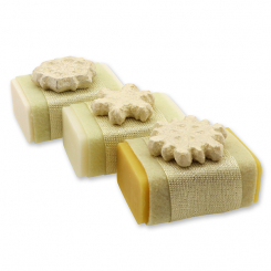 Schafmilchseife eckig 100g dekoriert mit Schneeflocke, sortiert 