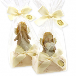 Sheep milk soap 100g deocrated with an angel in a cellophane, Classic/christmas rose 