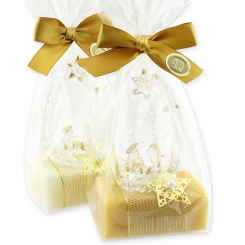 Sheep milk soap 100g decorated with a crib in a cellophane, Classic/swiss pine 