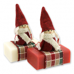 Sheep milk soap 100g decorated with a gnome, Classic/pomegranate 