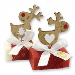 Sheep milk soap 100g deocrated with a deer, Classic/pomegranate 