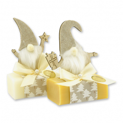 Sheep milk soap 100g, decorated with a Gnome, Classic/Swiss pine 
